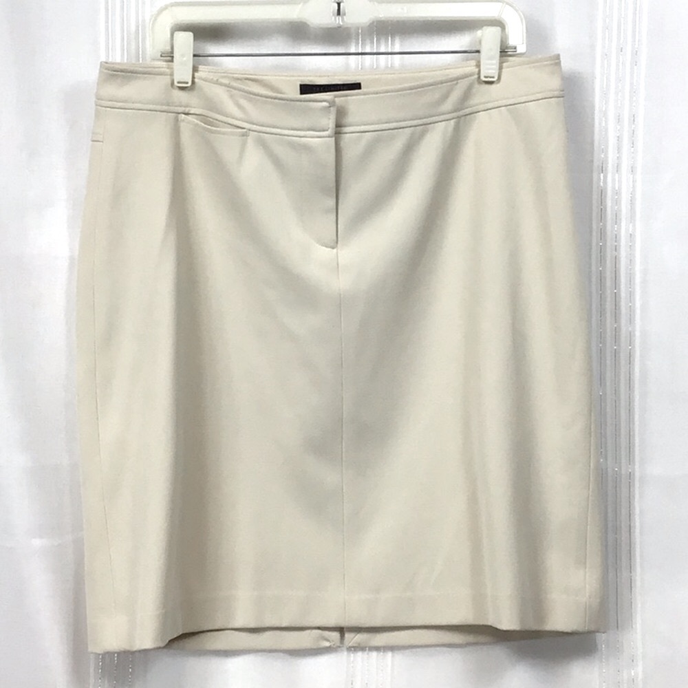 🆕 The Limited Stretch Chino Skirt Knee Length Front Zip Back Kick Sz.14